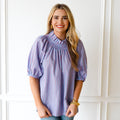 Caryn Lawn Brooke Top Blue and Red Stripe