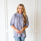 Caryn Lawn Brooke Top Gray and Lavender
