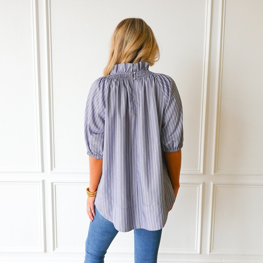 Caryn Lawn Brooke Top Gray and Lavender