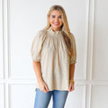Caryn Lawn Brooke Top Khaki and Neon Stripe