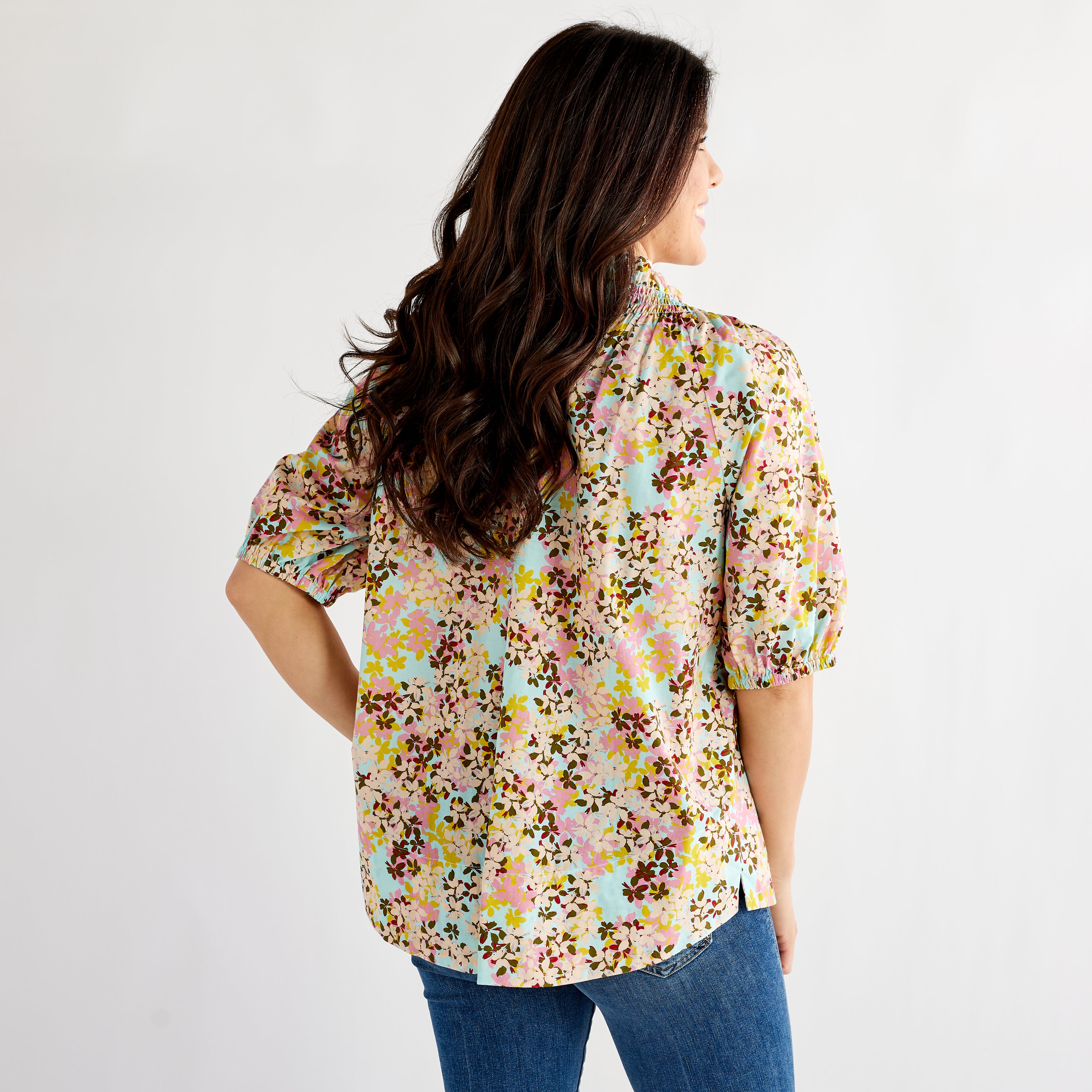 Caryn Lawn Brooke Top Pink Floral