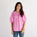 Caryn Lawn Brooke Top Pink Stripe