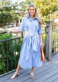 Caryn Lawn Charlotte Dress Long Blue Stripe
