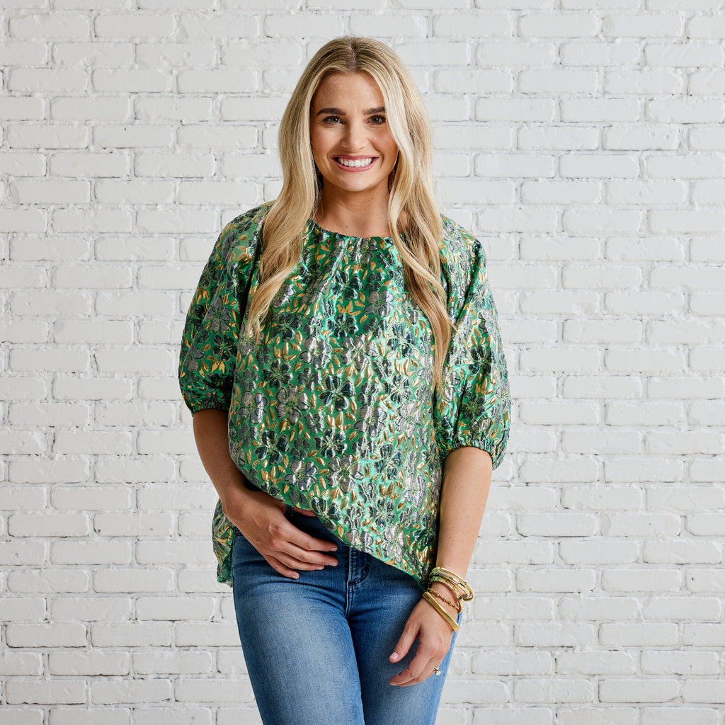 Caryn Lawn Cami Jacquard Top Ivy