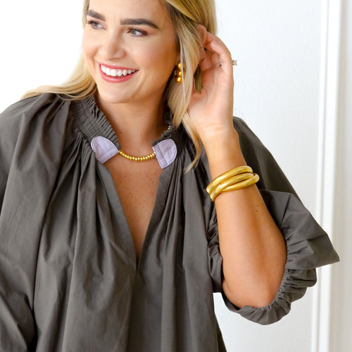 Caryn Lawn Camille Top Army and Lavender