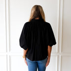 Caryn Lawn Camille Top Black and Khaki