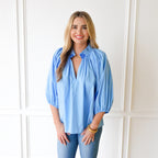 Caryn Lawn Camille Top Powder Blue and Blue