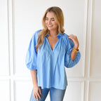 Caryn Lawn Camille Top Powder Blue and Blue