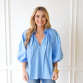 Caryn Lawn Camille Top Powder Blue and Blue