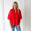 Caryn Lawn Camille Top Red and Pink