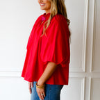 Caryn Lawn Camille Top Red and Pink