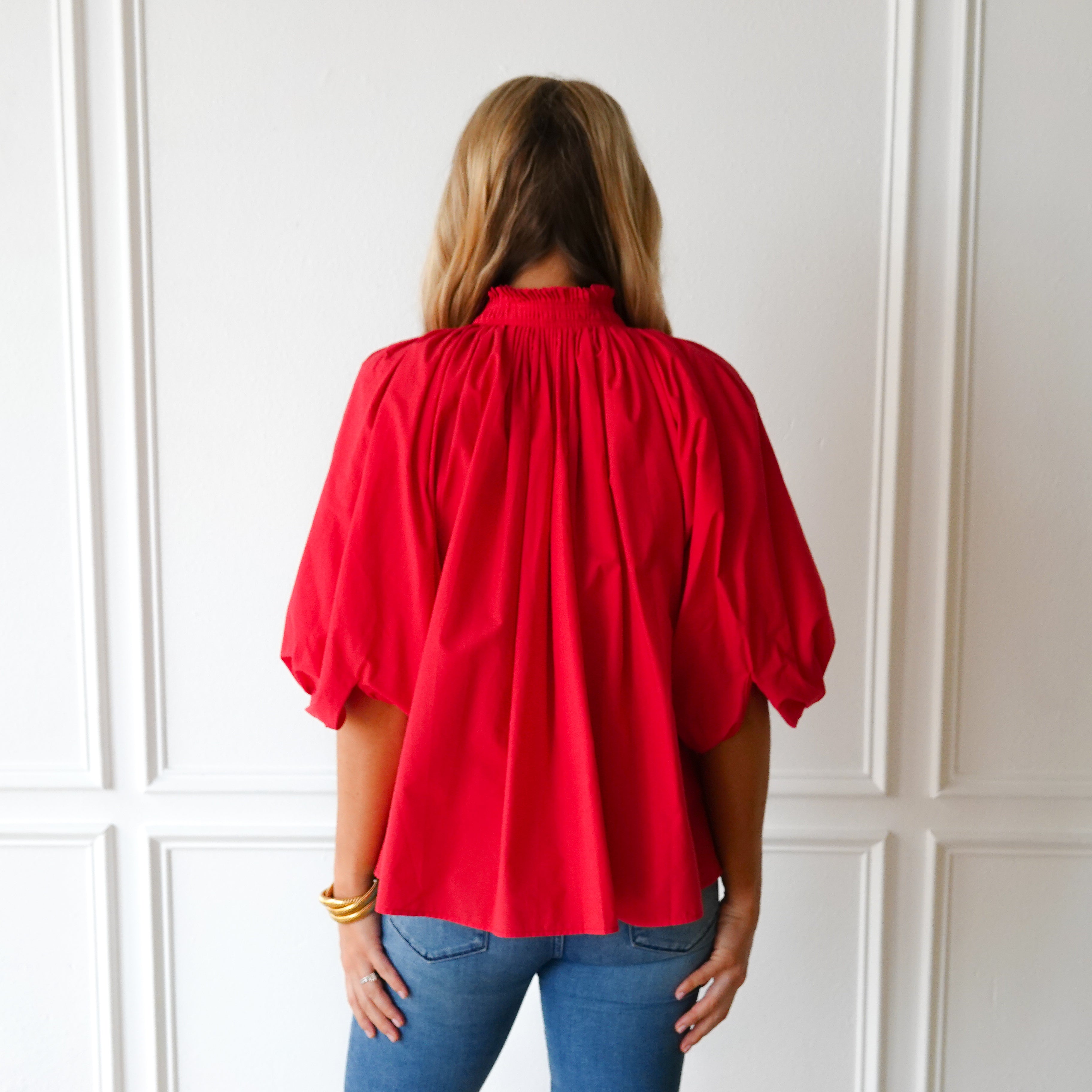 Caryn Lawn Camille Top Red and Pink
