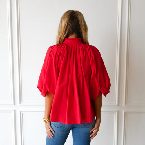 Caryn Lawn Camille Top Red and Pink