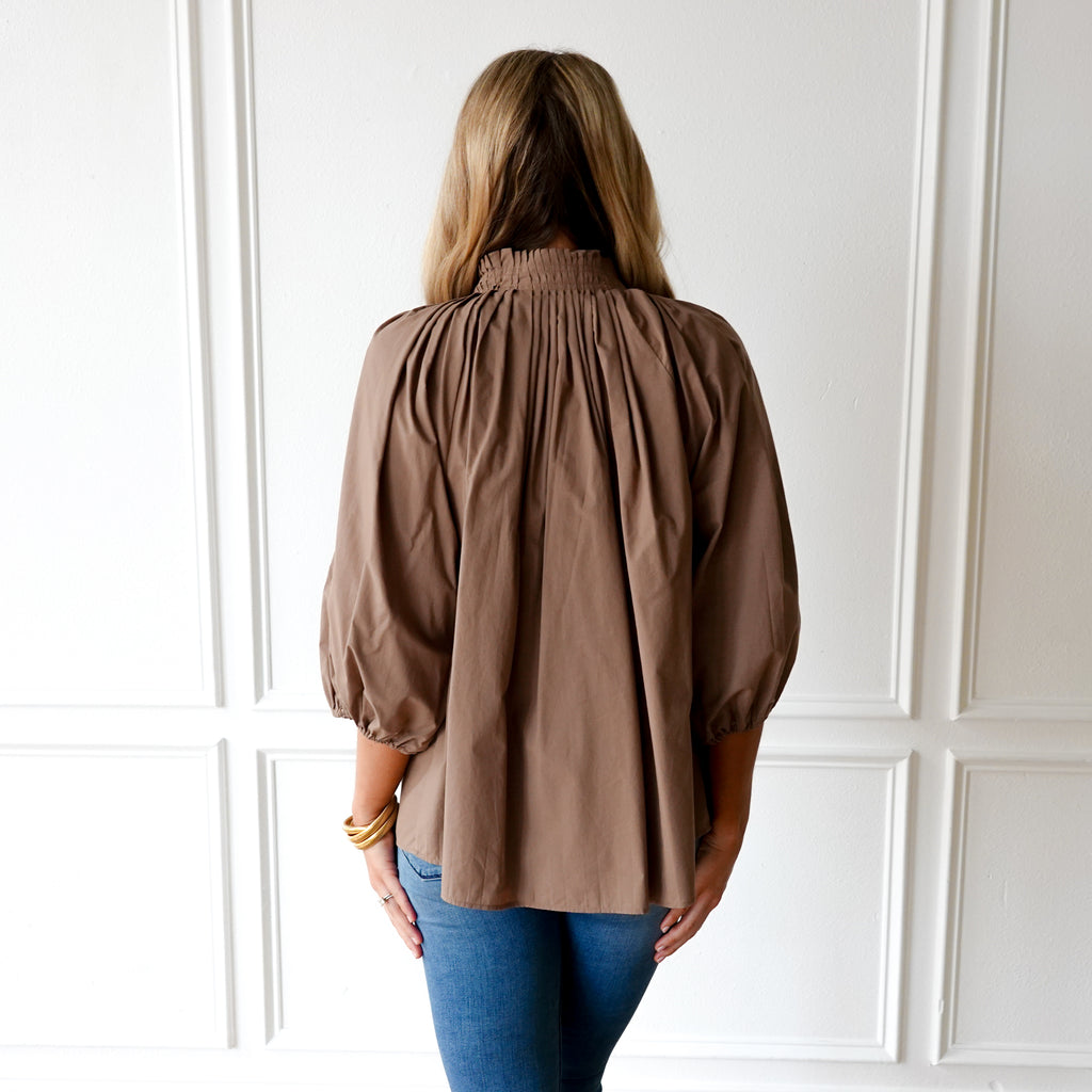 Caryn Lawn Camille Top Taupe and Neon