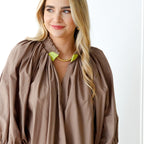 Caryn Lawn Camille Top Taupe and Neon
