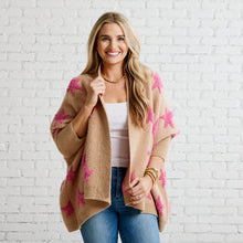 Load image into Gallery viewer, Caryn Lawn Cape Star Sweater Khaki and Pink