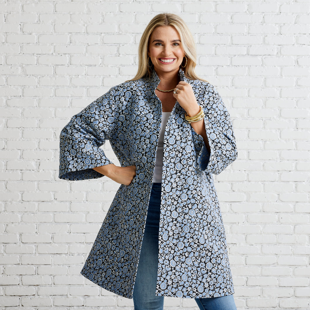 Caryn Lawn Car Coat Powder and Navy