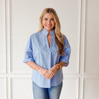 Caryn Lawn Caroline Contrast Top Powder Stripe