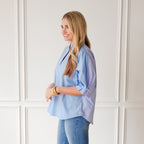 Caryn Lawn Caroline Contrast Top Powder Stripe