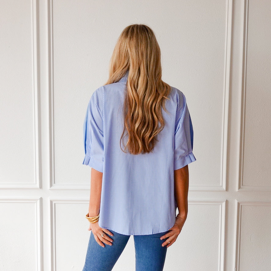 Caryn Lawn Caroline Contrast Top Powder Stripe