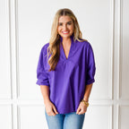 Caryn Lawn Caroline Contrast Top Purple Stripe