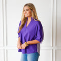 Caryn Lawn Caroline Contrast Top Purple Stripe