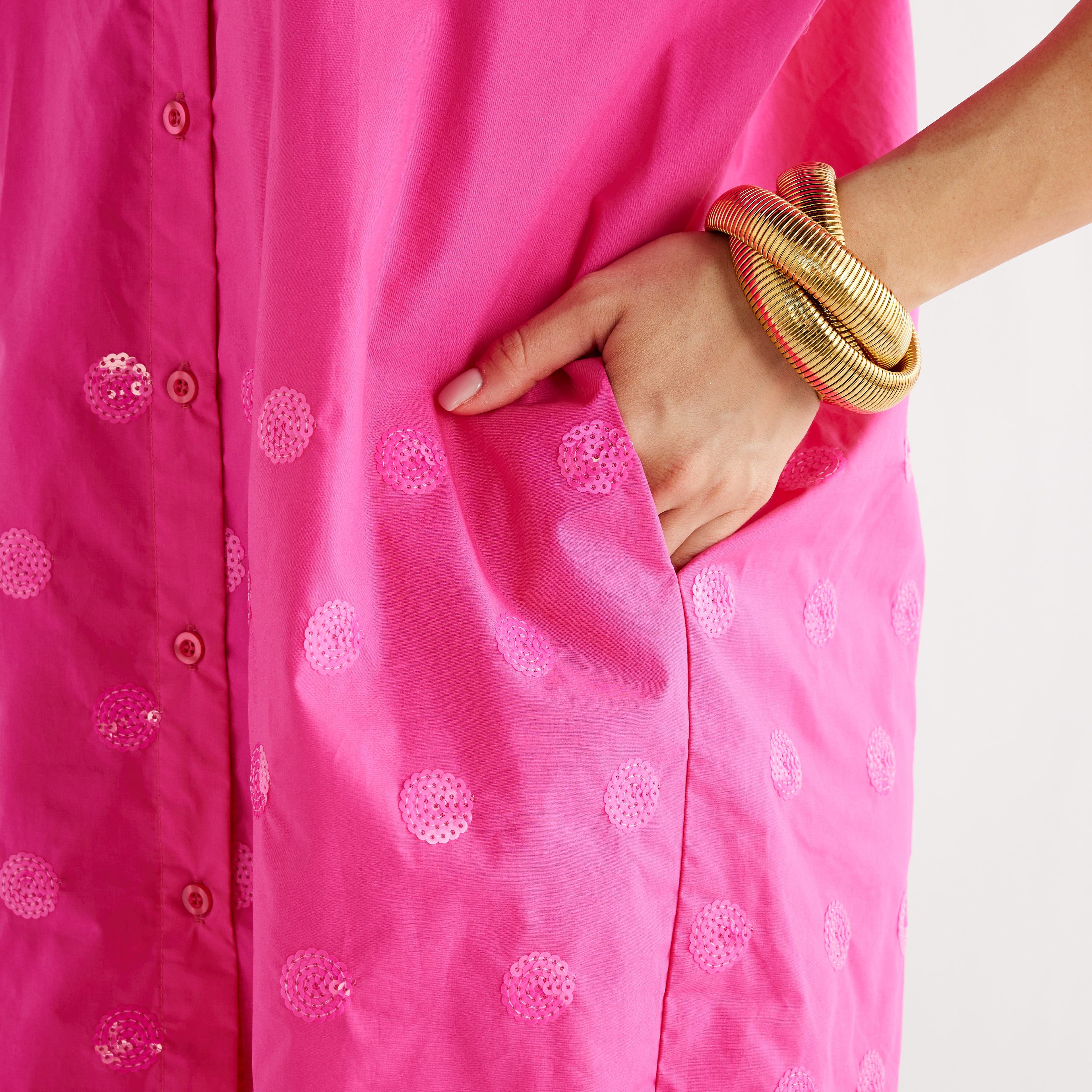 Caryn Lawn Celia Dress Fuchsia Sequin