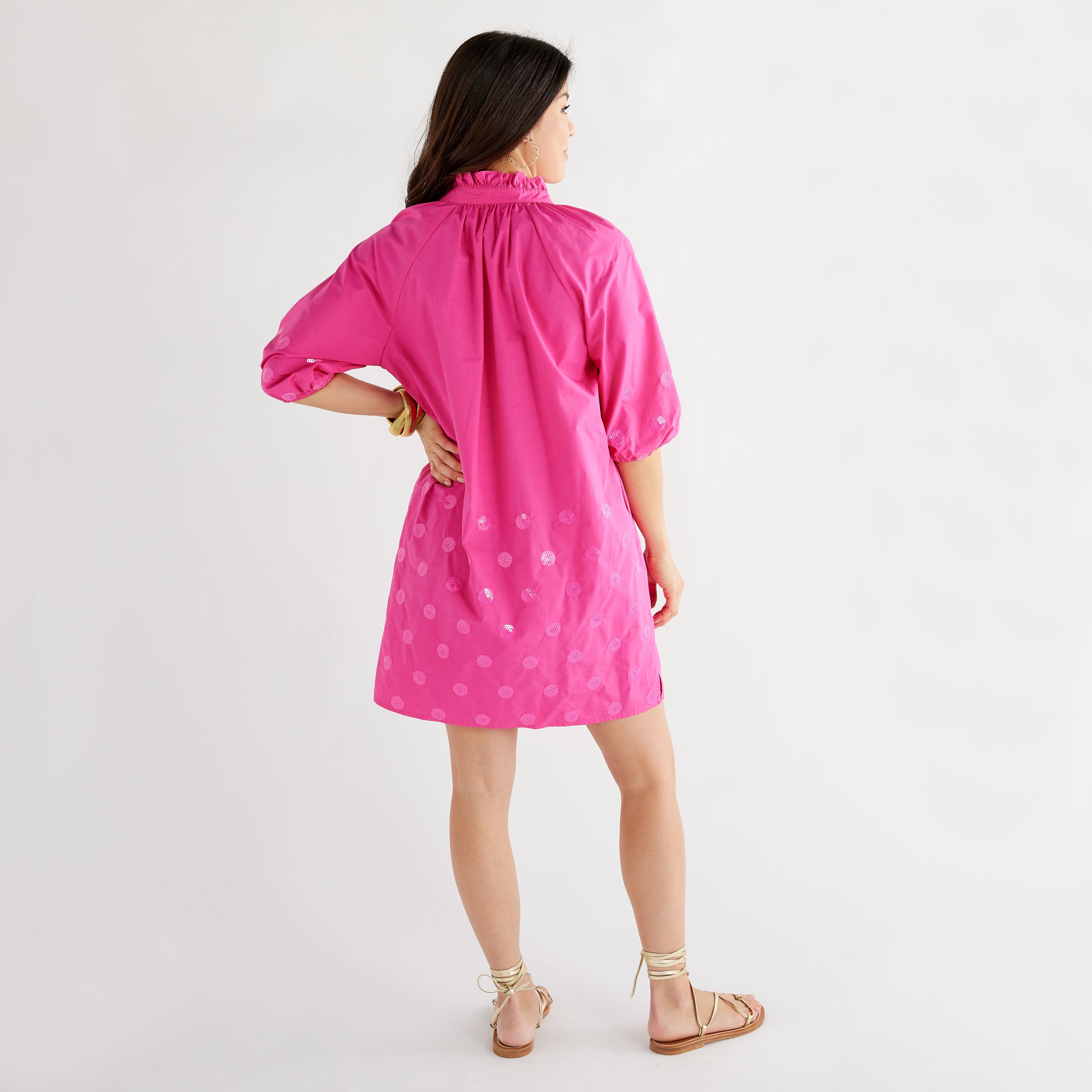 Caryn Lawn Celia Dress Fuchsia Sequin