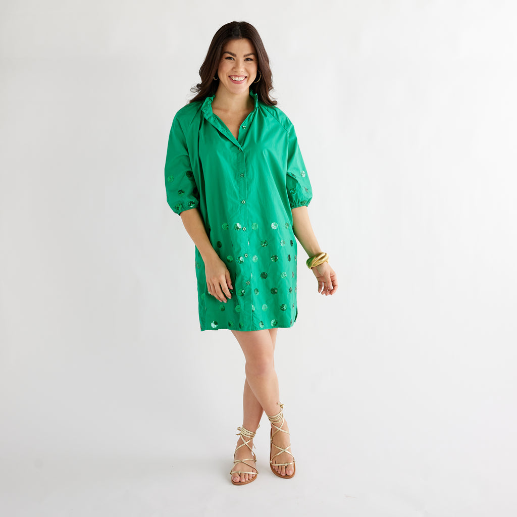 Caryn Lawn Celia Dress Kelly Sequin