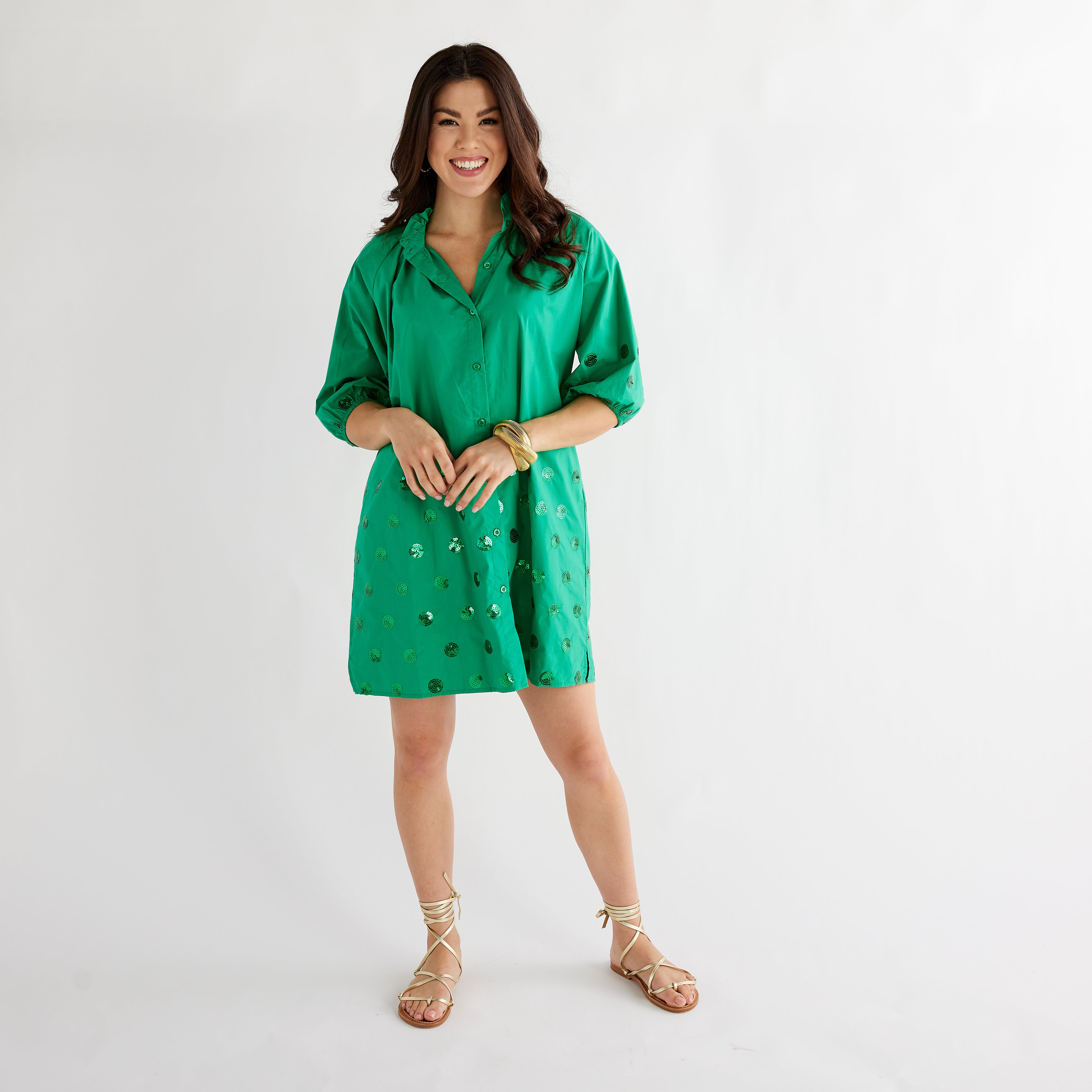 Caryn Lawn Celia Dress Kelly Sequin