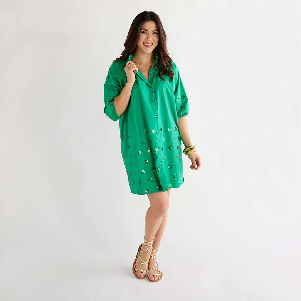Caryn Lawn Celia Dress Kelly Sequin