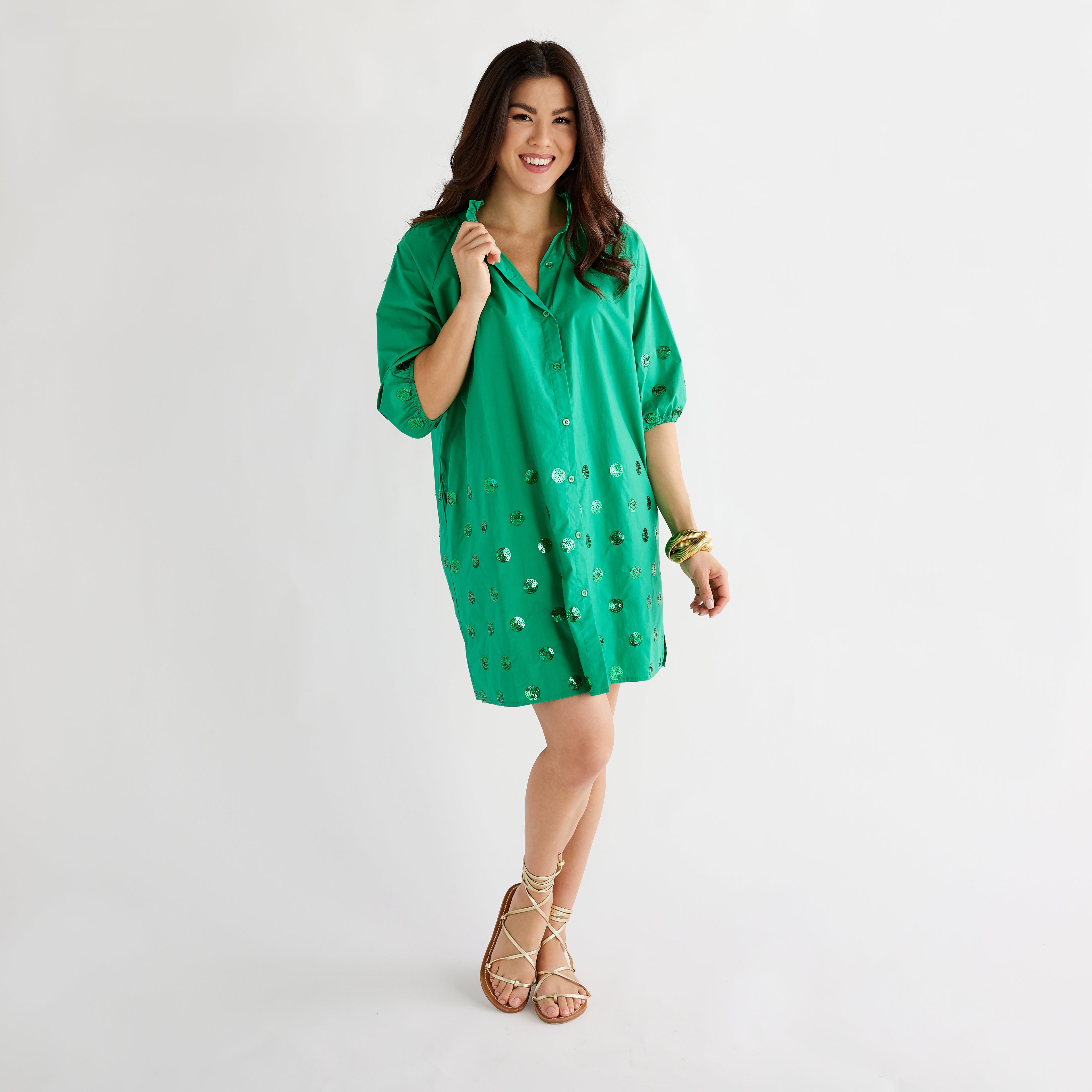 Caryn Lawn Celia Dress Kelly Sequin