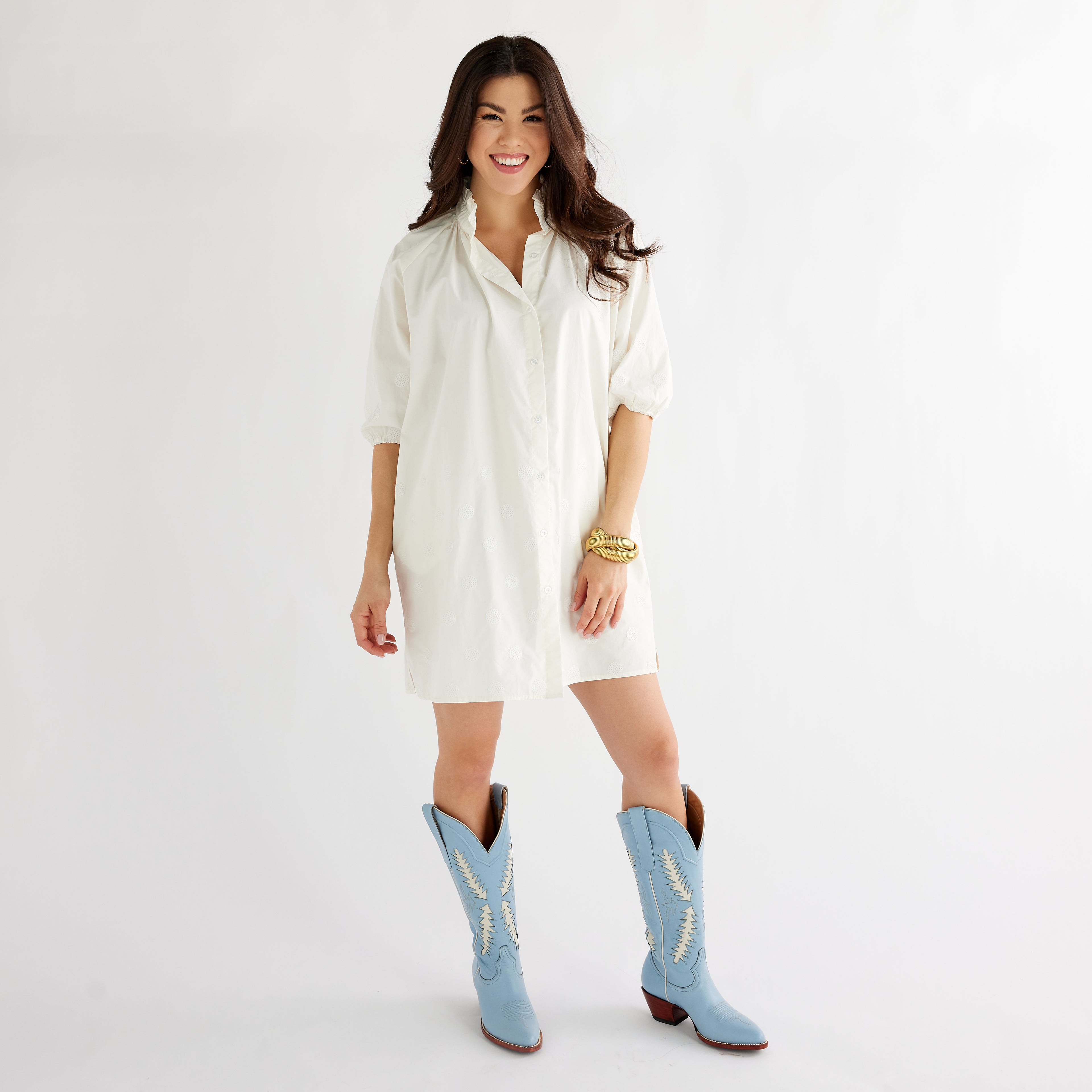 Caryn Lawn Celia Dress White Sequin