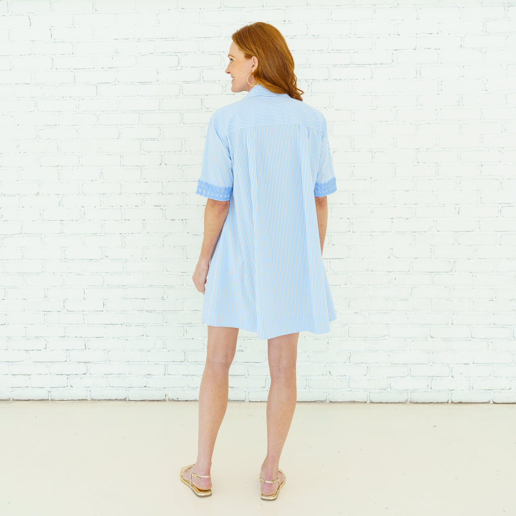 Caryn Lawn Penny Dress Blue Stripe