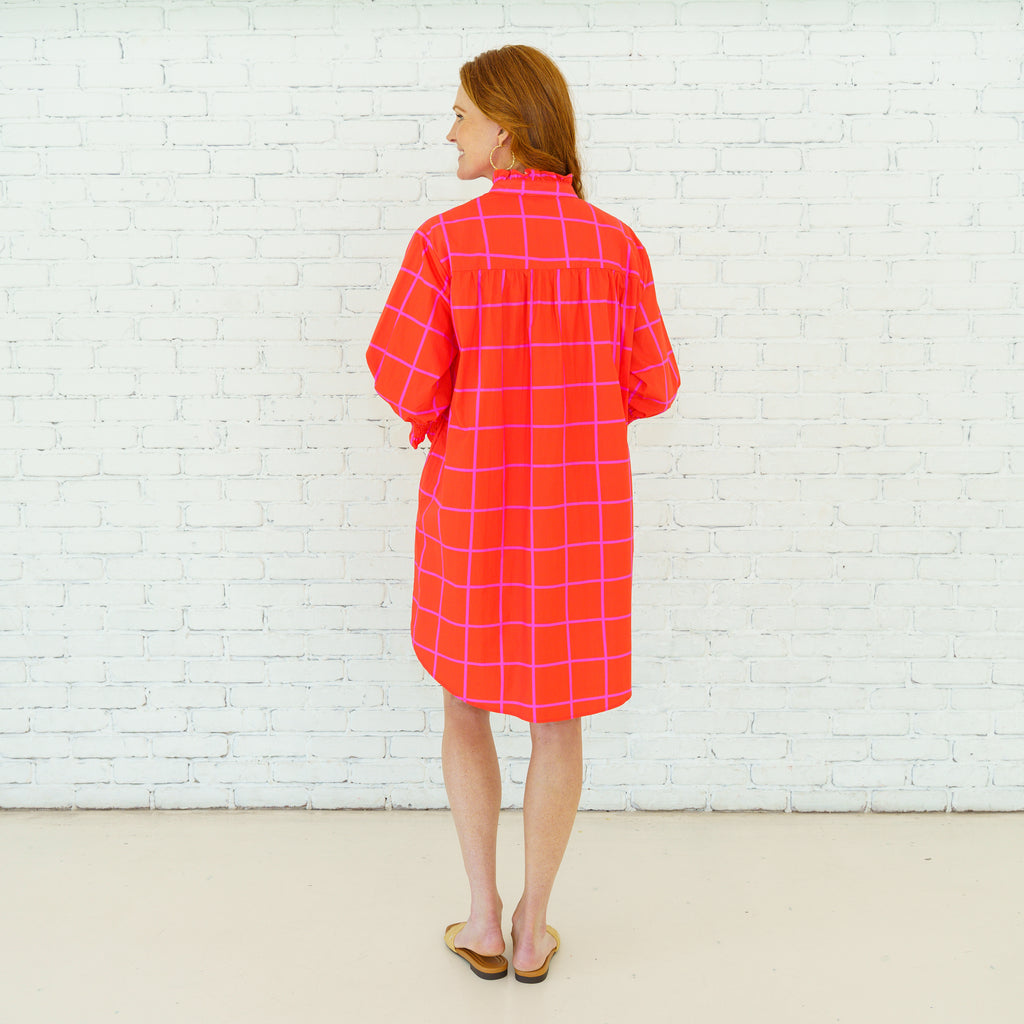 Caryn Lawn Kimberly Park Dress Red and Pink