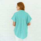Caryn Lawn Kelly Top Green Stripe
