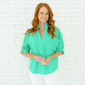 Caryn Lawn Annie Stripe Top Green