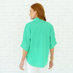 Caryn Lawn Annie Stripe Top Green