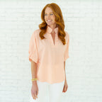 Caryn Lawn Annie Stripe Top Apricot