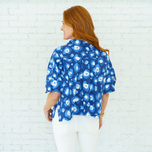 Caryn Lawn Abby Burst Top Navy