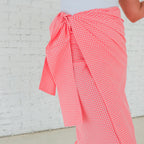 Caryn Lawn Whitney Wrap Skirt Gingham Neon Pink