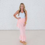 Caryn Lawn Whitney Wrap Skirt Gingham Baby Pink