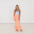 Caryn Lawn Whitney Wrap Skirt Gingham Neon Orange