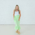 Caryn Lawn Whitney Wrap Skirt Gingham Lime