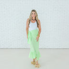 Caryn Lawn Whitney Wrap Skirt Gingham Lime