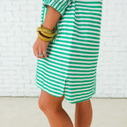Caryn Lawn Betsy Dress Green Stripe
