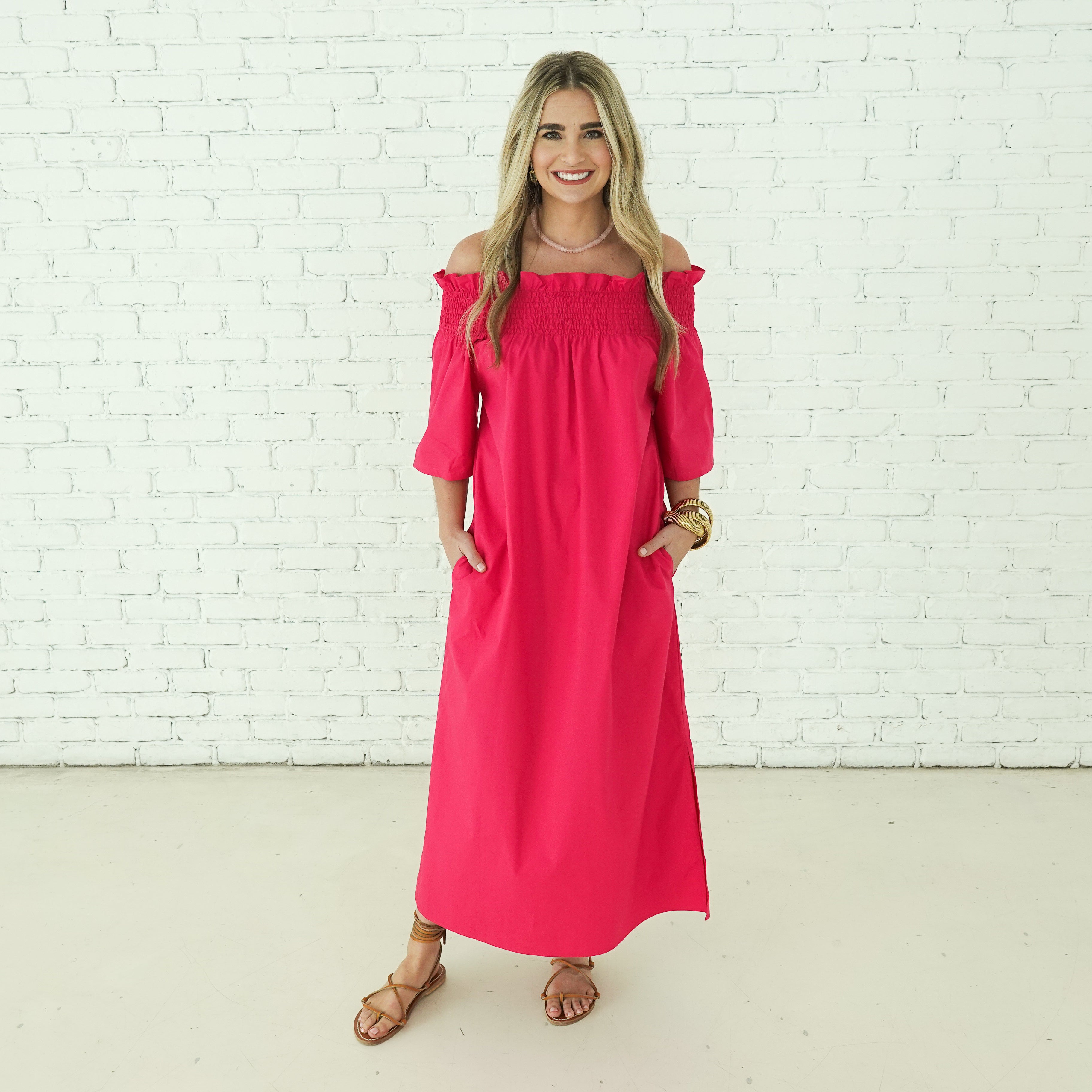 Caryn Lawn Polly Dress Hot Pink
