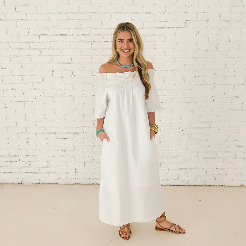 Caryn Lawn Polly Dress White