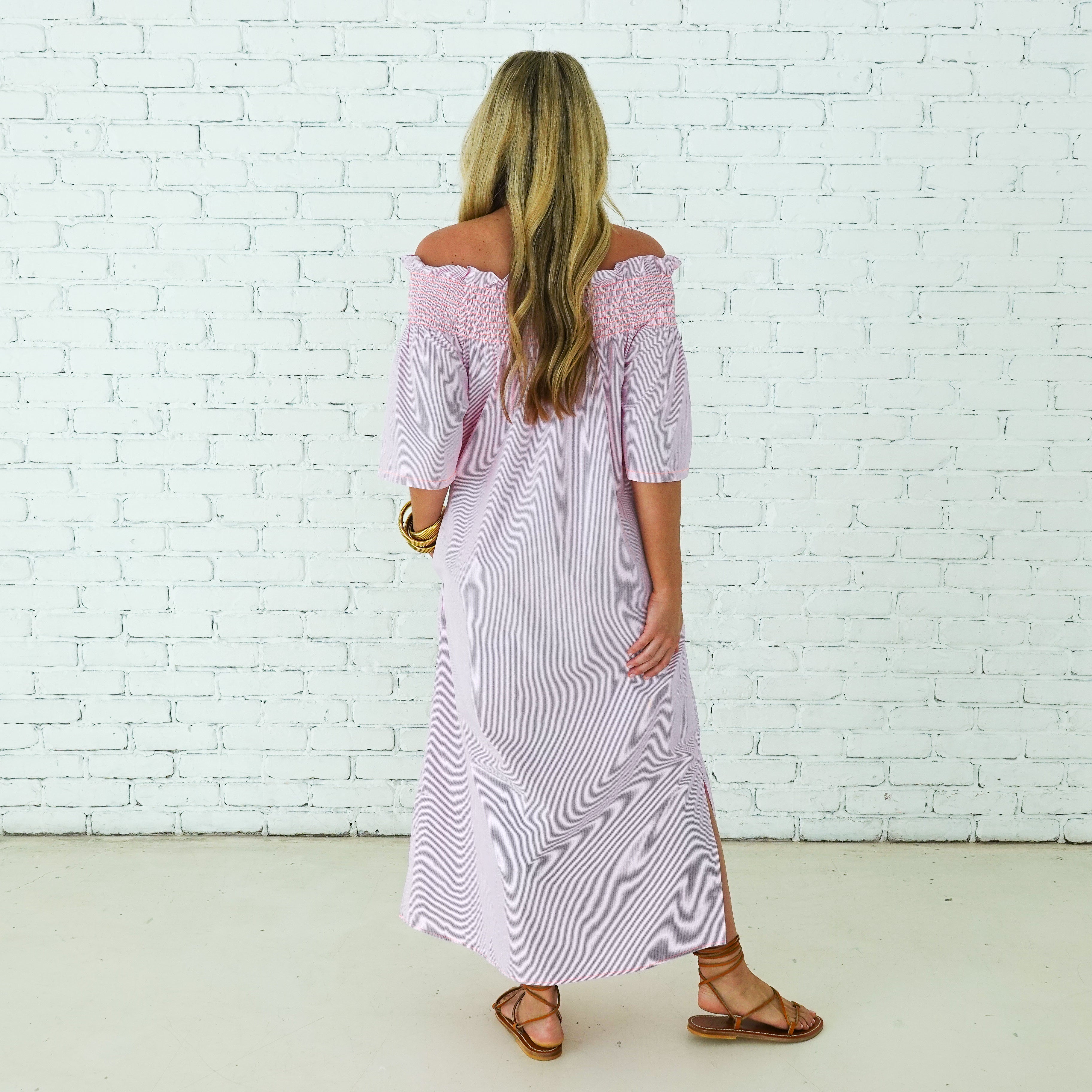 Caryn Lawn Polly Dress Pink Stripe