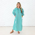 Caryn Lawn Cabana Dress Green Stripe